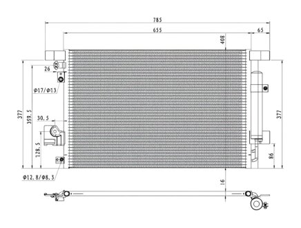 Конденсер кондиціонера КОНДЕНСЕР MITSUBISHI LANCER 07- -ua PROFIT 1605C1