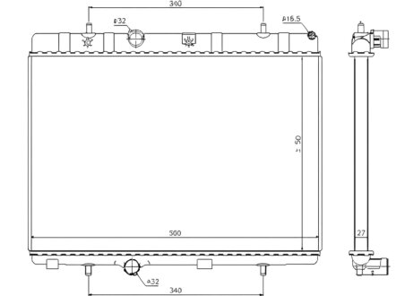 Радіатор охолоджування РАДИАТОР CITROEN C2 05-. C3 05-. CACTUS 14-. C-ELYSEE 12-. PEUGEOT 1007 07-. -ua PROFIT 1740-0084