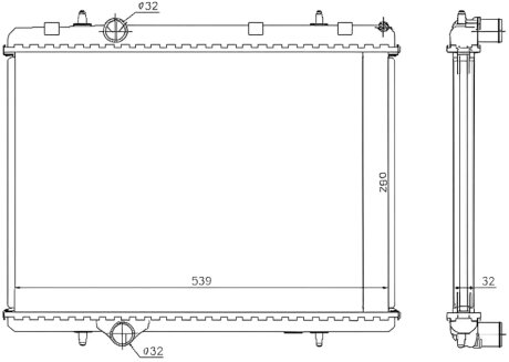Радіатор охолоджування РАДИАТОР CITROEN BERLINGO 05-11. PEUGEOT PARTNER 05-15 (1.6HDI) (MT) -ua PROFIT 1740-0089