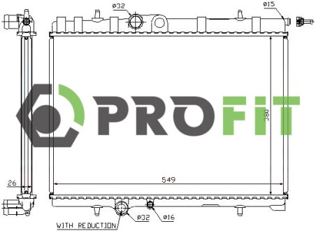 Радиатор охлаждения РАДИАТОР PEUGEOT 206 98-. 307 00-. CITROEN XSARA 00-05 PROFIT 1740-0090
