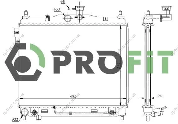 Радіатор охолодження PROFIT 1740-0141 (фото 1)