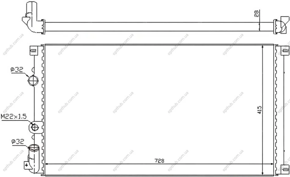 Радіатор охолоджування РАДИАТОР RENAULT MASTER 00-. OPEL MOVANO 00- (MT) -ua PROFIT 1740-0193 (фото 1)