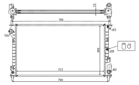 Радіатор охолоджування УЦІНКА. ЗЛАМАНИЙ ЗВОРОТНЬОГО ПОТОКУ.РАДИАТОР FORD TRANSIT CONNECT 02-13. TOUR -ua PROFIT 1740-0432