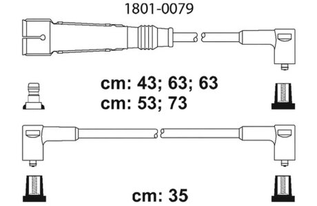Комплект кабелів високовольтних AUDI 90 100 A6 COUPE 2.2 2.3 Q -ua PROFIT 1801-0079