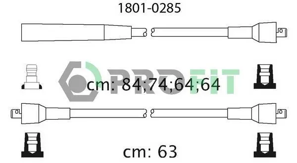 Комплект кабелів високовольтних FORD SIERRA, SCORPIO 85-94, OPEL KADETT 86-93 -ua PROFIT 1801-0285 (фото 1)