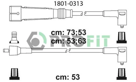 Комплект кабелів високовольтних К-Т В.В. ПРОВОДОВ SEAT IBIZA, CORDOBA 93-99, VW GOLF, VENTO, PASSAT PROFIT 1801-0313