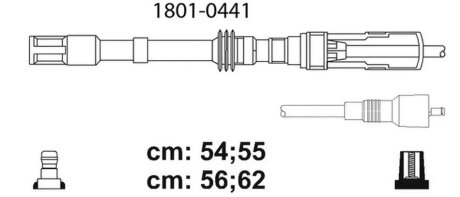 Комплект кабелів високовольтних К-Т В.В. ПРОВОДОВ SKODA OCTAVIA 97-, SEAT LEON, VW GOLF, BORA 96-06 PROFIT 1801-0441