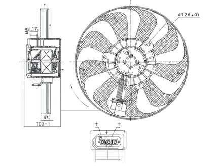 Вентилятор радіатора ВЕНТИЛЯТОР РАДИАТОРА SKODA OCTAVIA 98-10. FABIA 99-07. VW GOLF IV 97-06. BORA 9 -ua PROFIT 1850-0009