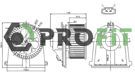 Вентилятор салону VW GOLF 97-05. BORA 98-05. SKODA OCTAVIA 96-10. SEAT LEON 99-06. TOLEDO 98-06 PROFIT 1860-0002
