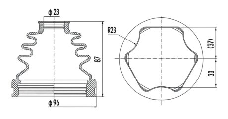 Пильник ШРКШ гумовий + змазка ПЫЛЬНИК К-Т NISSAN JUKE 10-. PRIMERA 02-. X-TRAIL 01-13 ВНУТР. PROFIT 2710-0003 XLB