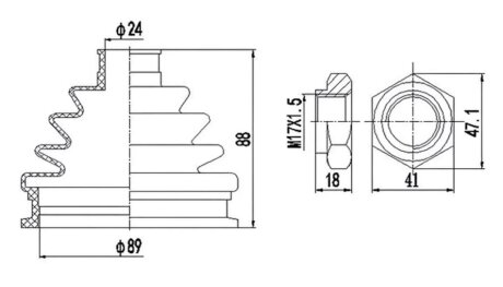 Пильник ШРКШ гумовий + змазка ПЫЛЬНИК К-Т BMW 3 (E46) 00-05. X5 (E53) 00-06 ВНЕШН. -ua PROFIT 2710-0010 XLB