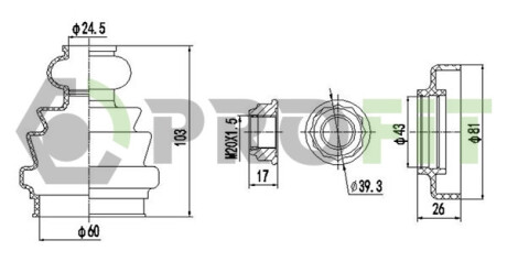 Пильник ШРКШ гумовий + змазка ПЫЛЬНИК К-Т VW TRANSPORTER 03-15 ВНУТР. -ua PROFIT 2710-0020 XLB
