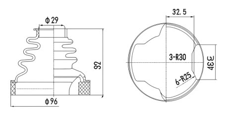 Пильник ШРКШ гумовий + змазка ПЫЛЬНИК К-Т CITROEN C4 PICASSO 06-. C5 08-. JUMPY 06-. PEUGEOT 300 -ua PROFIT 2710-0026 XLB