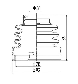 Пильник ШРКШ гумовий + змазка ПЫЛЬНИК К-Т FIAT DOBLO 01-. TEMPRA 90-96. TIPO 89-95 ВНУТР. -ua PROFIT 2710-0030 XLB