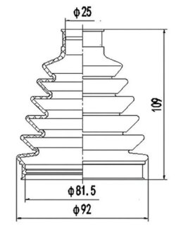 Пильник ШРКШ гумовий + змазка ПЫЛЬНИК К-Т RENAULT CLIO 99-06. KANGOO 97-. LAGUNA 01-07. MEGANE 9 -ua PROFIT 2710-0046 XLB
