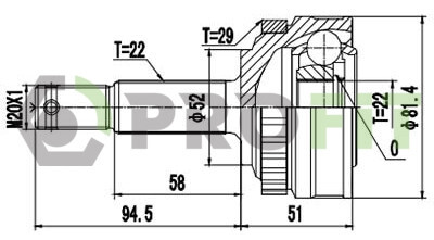 ШРКШ зі змазкою в комплекті ШАРНИРНЫЙ КОМПЛЕКТ OPEL ASTRA F 91-99. VECTRA A. B 98-02 ВНЕШН. -ua PROFIT 2710-1118