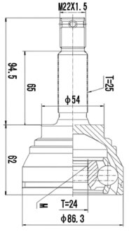 ШРКШ зі змазкою в комплекті ШАРНИРНЫЙ КОМПЛЕКТ MITSUBISHI GALANT 92-96 ВНЕШН. -ua PROFIT 2710-1332