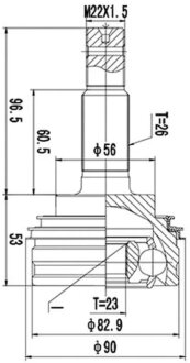 ШРКШ зі змазкою в комплекті ШАРНИРНЫЙ КОМПЛЕКТ TOYOTA CARINA 87-97. COROLLA 87-00 ВНЕШН. PROFIT 2710-1346