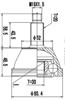 ШРКШ зі змазкою в комплекті ШАРНИРНЫЙ КОМПЛЕКТ SKODA FABIA 99-08 ВНЕШН. -ua PROFIT 2710-1403