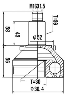 ШРКШ зі змазкою в комплекті ШАРНИРНЫЙ КОМПЛЕКТ SKODA FABIA 99-. ROOMSTER 06- ВНЕШН. -ua PROFIT 2710-1414