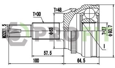 ШРКШ зі змазкою в комплекті ШАРНІРНИЙ КОМПЛЕКТ TOYOTA AVENSIS VERSO 01- ЗОВНІШН. -ua PROFIT 2710-1485