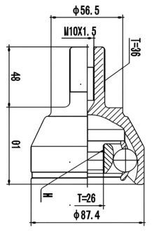 ШРКШ зі змазкою в комплекті ШАРНИРНЫЙ КОМПЛЕКТ FORD FOCUS 04-12. C-MAX 03-10 ВНЕШН. -ua PROFIT 2710-1510