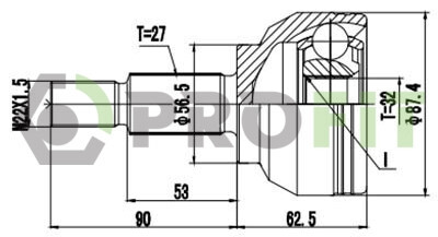 ШРКШ зі змазкою в комплекті ШАРНІРНИЙ КОМПЛЕКТ RENAULT LAGUNA 94- ЗОВНІШН. -ua PROFIT 2710-1574