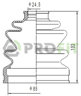 Пильник ШРКШ гумовий + змазка ПЫЛЬНИК К-Т HYUNDAI TUCSON 04-10 ВНЕШН. -ua PROFIT 2710-1661 XLB