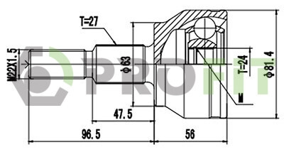 ШРУС со смазкой в комплекте ШАРНИРНЫЙ КОМПЛЕКТ FORD C-MAX. FOCUS 11- ВНЕШН. PROFIT 2710-1752