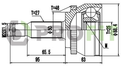 ШРКШ зі змазкою в комплекті ШАРНІРНИЙ КОМПЛЕКТ HYUNDAI I30 07- ЗОВНІШН. -ua PROFIT 2710-1830