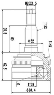 ШРКШ зі змазкою в комплекті ШАРНИРНЫЙ КОМПЛЕКТ CHEVROLET LACETTI. TACUMA 1.8 (ABS) ВНЕШН. -ua PROFIT 2710-2642