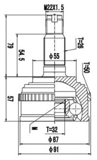 ШРКШ зі змазкою в комплекті ШАРНИРНЫЙ КОМПЛЕКТ HONDA ACCORD 87-89. CIVIC 89-01. CRX 89-98 ВНЕШН. -ua PROFIT 2710-2658