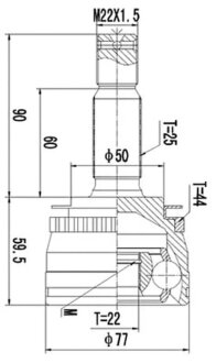 ШРУС со смазкой в комплекте ШАРНИРНЫЙ КОМПЛЕКТ KIA CERATO 04- ВНЕШН. PROFIT 2710-3011