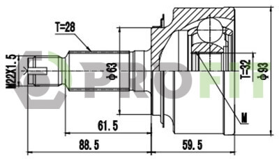 ШРКШ зі змазкою в комплекті ШАРНІРНИЙ КОМПЛЕКТ HONDA ACCORD. CR-V. ODYSSEY 02- ЗОВНІШН. -ua PROFIT 2710-3106