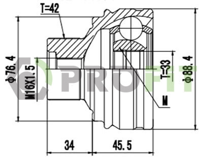 ШРКШ зі змазкою в комплекті ШАРНІРНИЙ КОМПЛЕКТ AUDI A4 07- ЗОВНІШН. -ua PROFIT 2710-3109