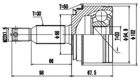 ШРКШ зі змазкою в комплекті ШАРНІРНИЙ КОМПЛЕКТ MITSUBISHI PAJERO 99- ЗОВНІШН. -ua PROFIT 2710-3118