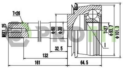 ШРУС со смазкой в комплекте ШАРНИРНЫЙ КОМПЛЕКТ TOYOTA HILUX. 4 RUNNER 04- ВНЕШНИЙ. PROFIT 2710-3122