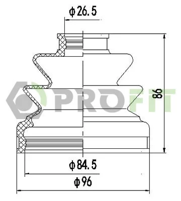Пильник ШРКШ гумовий + змазка ПЫЛЬНИК К-Т MITSUBISHI PAJERO 82-06. L200 86-07. L300 83-06 ВНУТР. -ua PROFIT 2810-0028 XLB (фото 1)