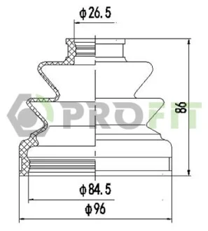 Пильник ШРКШ гумовий + змазка ПЫЛЬНИК К-Т MITSUBISHI PAJERO 82-06. L200 86-07. L300 83-06 ВНУТР. -ua PROFIT 2810-0028 XLB