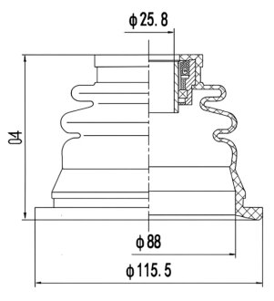 Пильник ШРКШ гумовий + змазка ПЫЛЬНИК К-Т RENAULT 19 88-96. 21 86-94. CLIO 91-05. KANGOO 97-. LA -ua PROFIT 2810-0030 XLB