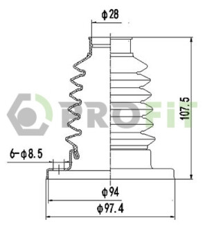Пильник ШРКШ гумовий + змазка ПЫЛЬНИК К-Т VW/SKODA/SEAT 99- ВНУТР. -ua PROFIT 2810-0033 XLB