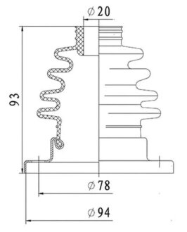 Пильник ШРКШ гумовий + змазка ПЫЛЬНИК К-Т VW GOLF, PASSAT 83-97, SEAT CORDOBA, IBIZA 96-99 ВНУТР PROFIT 2810-1004 XLB