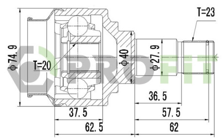 ШРУС со смазкой в комплекте ШАРНИРНЫЙ КОМПЛЕКТ FORD ESCORT 80-90. FIESTA 76-95 ВНЕШН. PROFIT 2810-1007