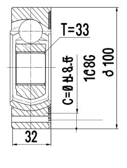 ШРКШ зі змазкою в комплекті ШАРНИРНЫЙ КОМПЛЕКТ AUDI 100 83-94. A4 94-01. A6 94-97 ВНУТР. -ua PROFIT 2810-1012