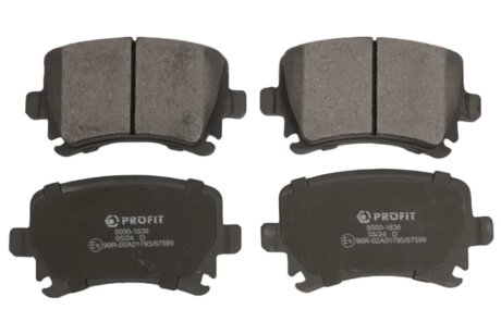Колодки гальмівні дискові ЗАДН SKODA OCTAVIA 04-13. SUPERB 08-15. VW GOLF 03-13. JETTA 05-10. PASSAT PROFIT 5000-1636