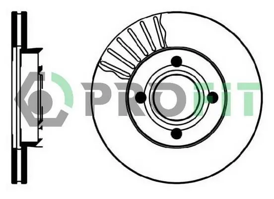 Диск гальмівний ПЕРЕДН AUDI 100 II, AVANT 6/76-7/83 100 III, AVANT 8/82-7/91 80 III 8/86-7/92 90 II -ua PROFIT 5010-0193 (фото 1)