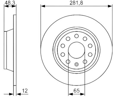 Диск гальмівний ЗАДН SKODA OCTAVIA 04-13. SUPERB 08-. YETI 09-. VW GOLF 04-13. PASSAT 05-. SEAT LEON -ua PROFIT 5010-1306