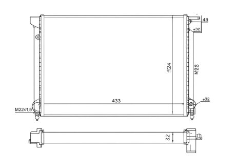 Радіатор охолоджування РАДИАТОР VW GOLF 83-91, JETTA 86-91 (-A/C) -ua PROFIT 9521A2