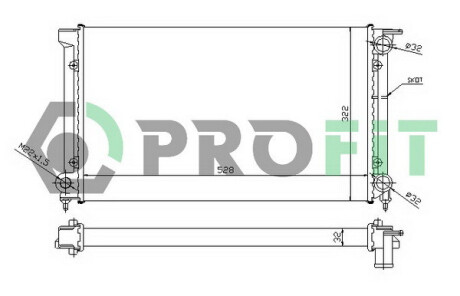 Радіатор охолоджування РАДИАТОР VW GOLF 83-91, JETTA 84-91 (1.8L, 1.6D) (+/-A/C) -ua PROFIT 9521A3