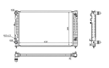 Радіатор охолоджування РАДИАТОР AUDI A4 95-01, A6 97-05, VW PASSAT 96-05, SKODA SUPERB 02-08 (+/-A/C) -ua PROFIT 9539A1